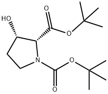 1,2-Pyrrolidinedicarboxylic acid, 3-hydroxy-, 1,2-bis(1,1-dimethylethyl) ester, (2R,3S)- 结构式