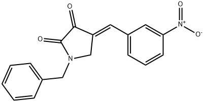 (E)-1-苄基-4-(3-硝基亚苄基)吡咯烷-2,3-二酮 结构式
