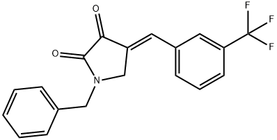 (E)-1-苄基-4-(3-(三氟甲基)亚苄基)吡咯烷-2,3-二酮 结构式