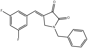 (E)-1-苄基-4-(3,5-二氟亚苄基)吡咯烷-2,3-二酮 结构式