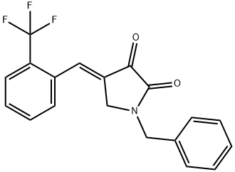 (E)-1-苄基-4-(2-(三氟甲基)亚苄基)吡咯烷-2,3-二酮 结构式