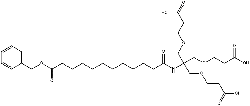 3,3'-((2-(12-(苄氧基)-12-氧代十二烷酰胺基)-2-((2-羧乙氧基)甲基)丙烷-1,3-二基)双(氧基))二丙酸 结构式