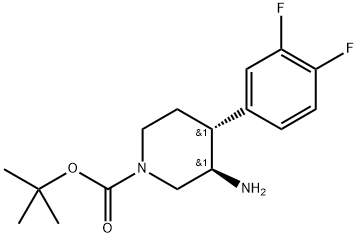 (3R,4R)-3-氨基-4-(3,4-二氟苯基)哌啶-1-羧酸叔丁酯 结构式