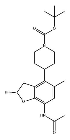 (R)-4-(7-乙酰氨基-2,5-二甲基-2,3-二氢苯并呋喃-4-基)哌啶-1-羧酸叔丁酯 结构式