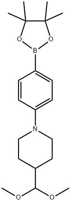 N-BOC-4-(二甲氧基甲基)哌啶-4-硼酸频那醇酯 结构式