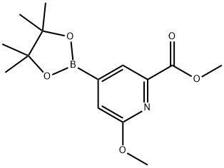 6-甲氧基-4-(4,4,5,5-四甲基-1,3,2-二氧硼杂环戊烷-2-基)-2-吡啶羧酸甲酯 结构式