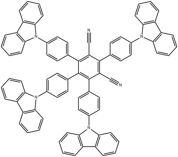 [1,1':2',1''-Terphenyl]-3',5'-dicarbonitrile, 4,4''-di-9H-carbazol-9-yl-4',6'-bis[4-(9H-carbazol-9-yl)phenyl]- 结构式