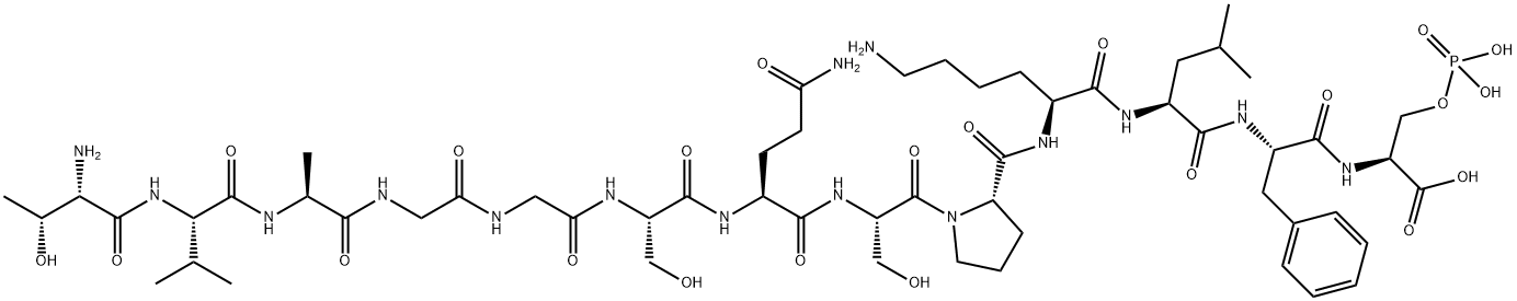 L-Serine, L-threonyl-L-valyl-L-alanylglycylglycyl-O-phosphono-L-seryl-L-glutaminyl-L-seryl-L-prolyl-L-lysyl-L-leucyl-L-phenylalanyl- 结构式