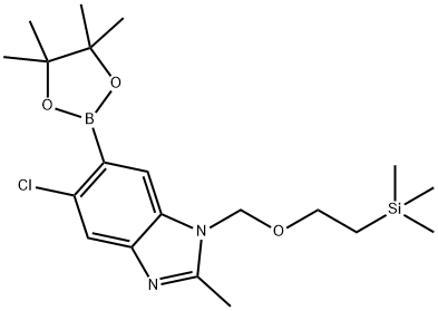 5-氯-2-甲基-6-(4,4,5,5-四甲基-1,3,2-二氧硼杂环戊烷-2-基)-1-[[2-(三甲基甲硅烷基)乙氧基]甲基]-1H-苯并咪唑 结构式