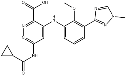 6-[(CYCLOPROPYLCARBONYL)AMINO]-4-[[2-METHOXY-3-(1-METHYL-1H-1,2,4-TRIAZOL-3-YL)PHENYL]AMINO]- 3-PYRI 结构式