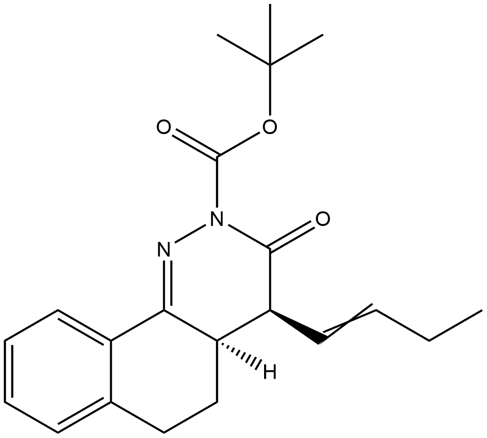 1,1-Dimethylethyl (4S,4aR)-4-(1E)-1-buten-1-yl-4,4a,5,6-tetrahydro-3-oxobenzo[h]cinnoline-2(3H)-carboxylate 结构式