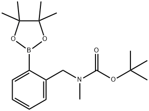 叔丁基甲基(2-(4,4,5,5-四甲基-1,3,2-二氧杂硼杂环戊烷-2-基)苄基)氨基甲酸酯 结构式