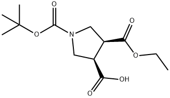 (3R,4S)-1-(叔丁氧羰基)-4-(乙氧基羰基)吡咯烷-3-羧酸 结构式