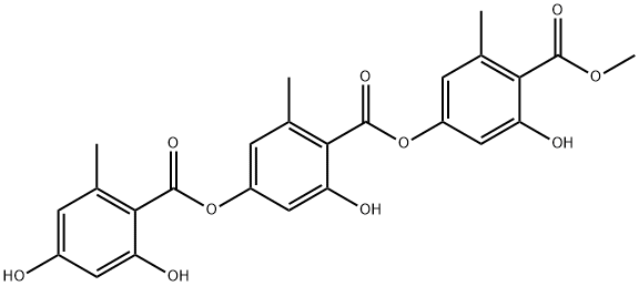 Benzoic acid, 4-[(2,4-dihydroxy-6-methylbenzoyl)oxy]-2-hydroxy-6-methyl-, 3-hydroxy-4-(methoxycarbonyl)-5-methylphenyl ester 结构式