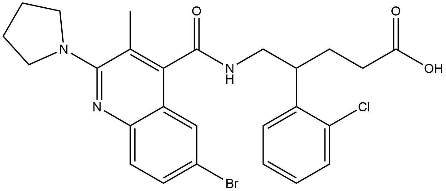 Benzenebutanoic acid, γ-[[[[6-bromo-3-methyl-2-(1-pyrrolidinyl)-4-quinolinyl]carbonyl]amino]methyl]-2-chloro- 结构式