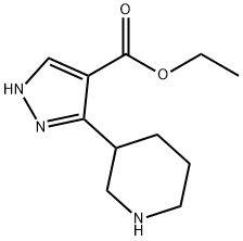 ethyl 3-(piperidin-3-yl)-1H-pyrazole-4-carboxylate hydrochloride 结构式