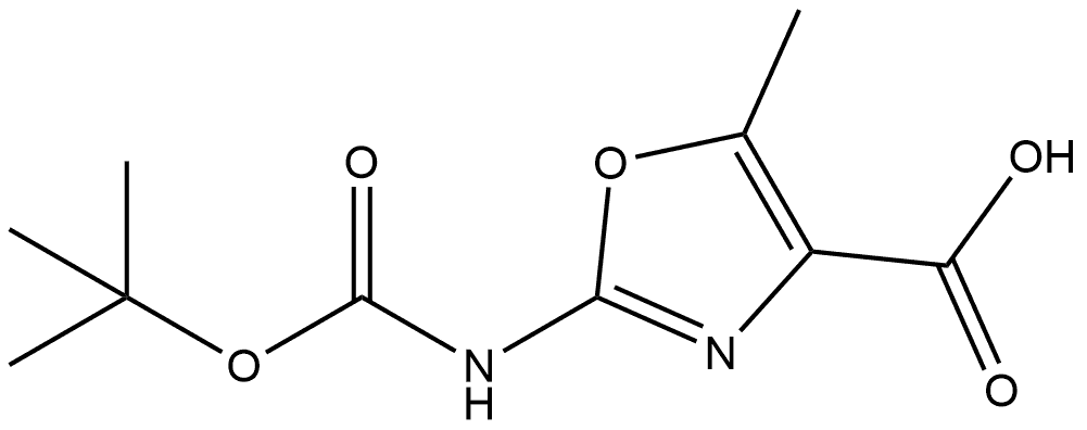 2-tert-Butoxycarbonylamino-5-methyl-oxazole-4-carboxylic acid 结构式