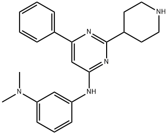 1,3-Benzenediamine, N1,N1-dimethyl-N3-[6-phenyl-2-(4-piperidinyl)-4-pyrimidinyl]- 结构式