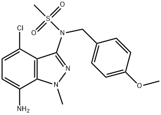 N-(7-氨基-4-氯-1-甲基-1H-吲唑-3-基)-N-(4-甲氧基苄基)甲烷磺酰胺 结构式
