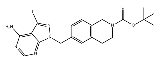 6-((4-氨基-3-碘-1H-吡唑并[3,4-D]嘧啶-1-基)甲基)-3,4-二氢异喹啉-2(1H)-羧酸叔丁酯 结构式