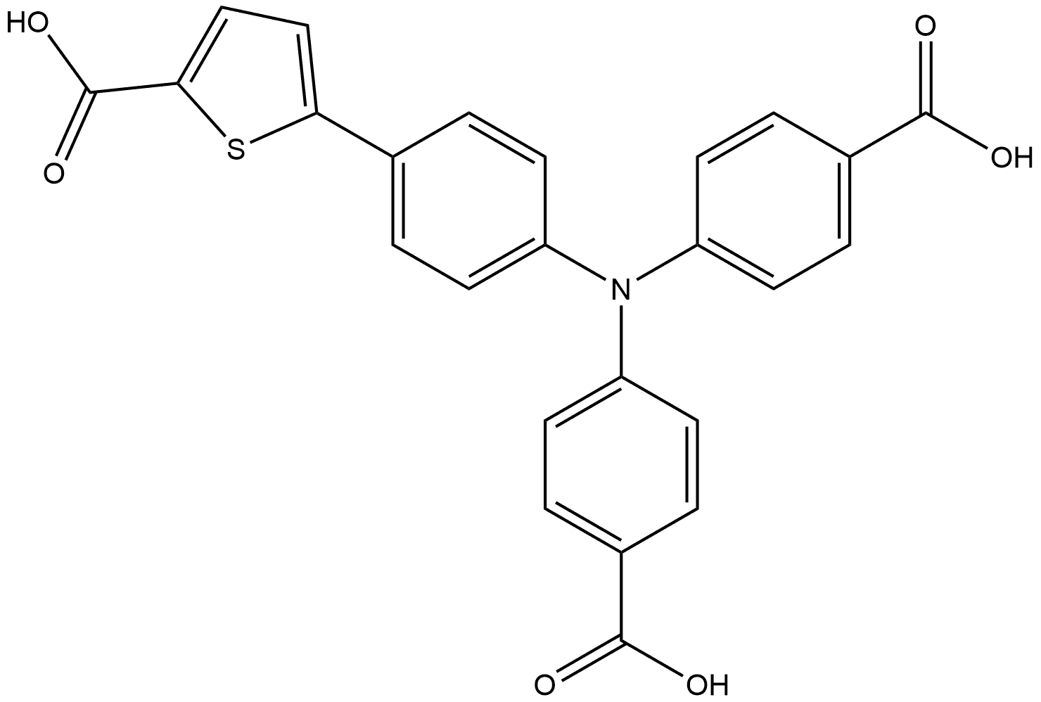 4,4'-((4-(5-羧基噻吩-2-基)苯基)氮杂环丁烷基)二苯甲酸 结构式