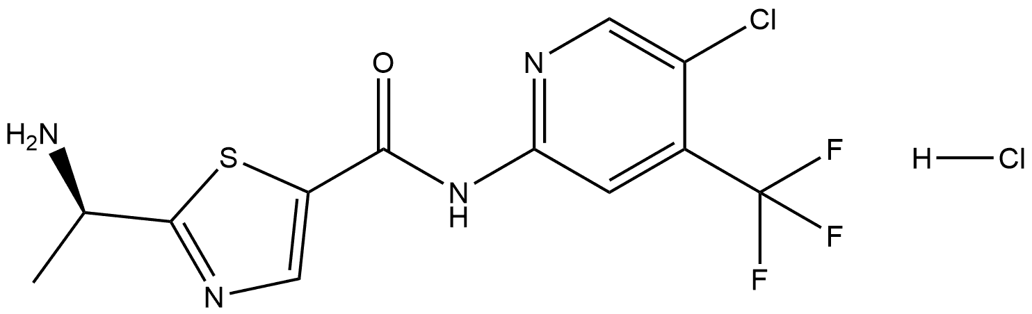 (R)-2-(1-氨基乙基)-N-(5-氯-4-(三氟甲基)吡啶-2-基)噻唑-5-甲酰胺盐酸盐 结构式