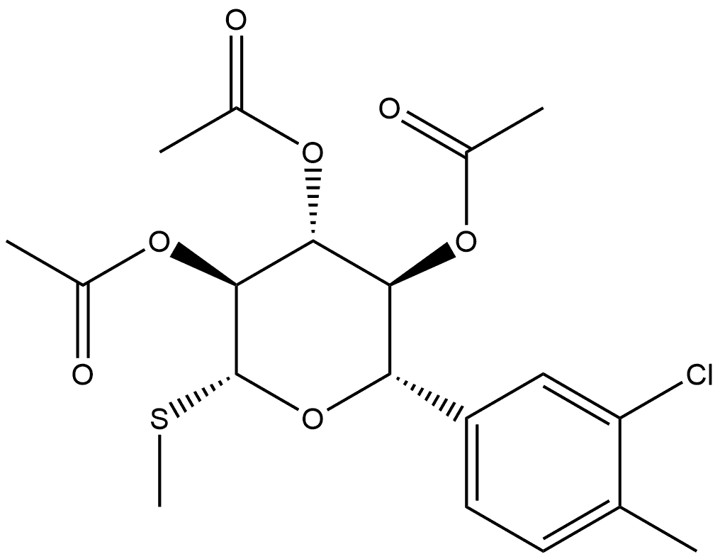 (2S,3S,4R,5S,6R)-2-(3-Chloro-4-methylphenyl)-6-(methylthio)tetrahydro-2H-pyran-3,4,5-triyl triacetate 结构式