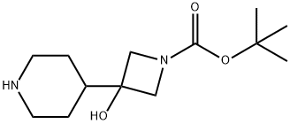 3-羟基-3-(哌啶-4-基)氮杂环丁烷-1-羧酸叔丁酯 结构式