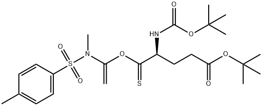 Pentanoic acid, 4-[[(1,1-dimethylethoxy)carbonyl]amino]-5-[[1-[methyl[(4-methylphenyl)sulfonyl]amino]ethenyl]oxy]-5-thioxo-, 1,1-dimethylethyl ester, (4S)- 结构式