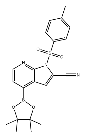 4-(4,4,5,5-四甲基-1,3,2-二氧硼杂环戊烷-2-基)-1-甲苯磺酰基-1H-吡咯并[2,3-B]吡啶-2-甲腈 结构式