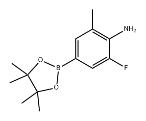 2-氟-6-甲基-4-(4,4,5,5-四甲基-1,3,2-二氧硼杂环戊烷-2-基)苯胺 结构式