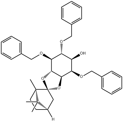 D-myo-Inositol, 2,5,6-tris-O-(phenylmethyl)-3,4-O-(1R,2S,4R)-1,7,7-trimethylbicyclo2.2.1hept-2-ylidene- 结构式