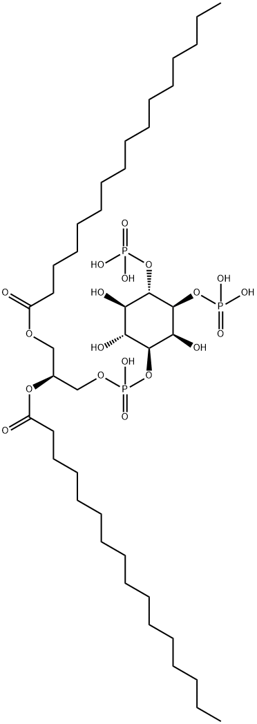 D-myo-Inositol, 3-(2S)-2,3-bis(1-oxohexadecyl)oxypropyl hydrogen phosphate 1,6-bis(dihydrogen phosphate) 结构式