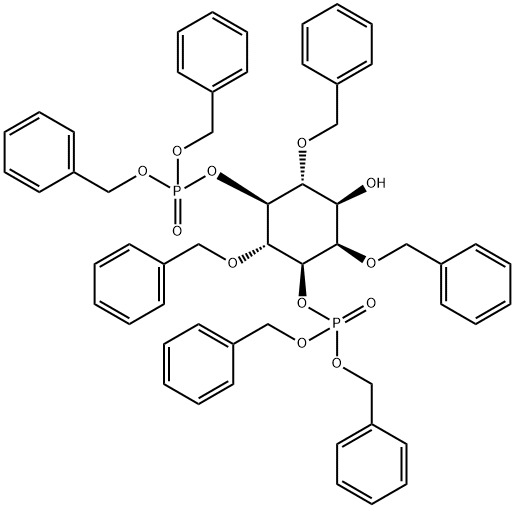 D-myo-Inositol, 2,4,6-tris-O-(phenylmethyl)-, 3,5-bisbis(phenylmethyl) phosphate 结构式