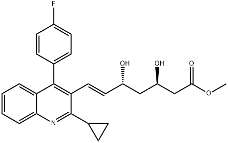 6-Heptenoic acid, 7-[2-cyclopropyl-4-(4-fluorophenyl)-3-quinolinyl]-3,5-dihydroxy-, methyl ester, (3R,5R,6E)- 结构式