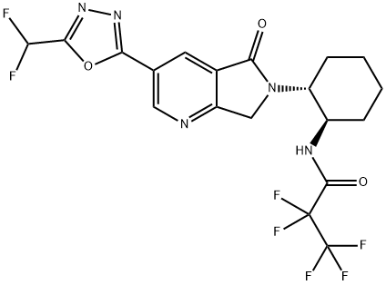 Propanamide, N-[(1R,2R)-2-[3-[5-(difluoromethyl)-1,3,4-oxadiazol-2-yl]-5,7-dihydro-5-oxo-6H-pyrrolo[3,4-b]pyridin-6-yl]cyclohexyl]-2,2,3,3,3-pentafluoro- 结构式