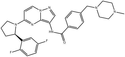 N-[5-[(2R)-2-(2,5-Difluorophenyl)-1-pyrrolidinyl]pyrazolo[1,5-a]pyrimidin-3-yl]-4-[(4-methyl-1-piperazinyl)methyl]benzamide 结构式