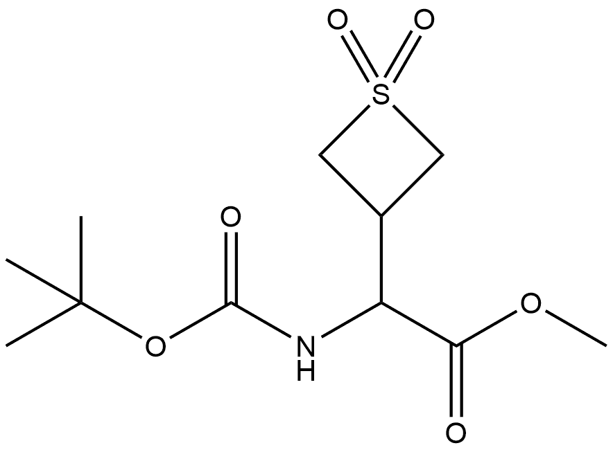 methyl 2-(tert-butoxycarbonylamino)-2-(1,1-dioxothietan-3-yl)acetate 结构式