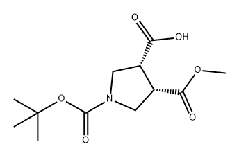 (3R,4S)-1-BOC-4-(甲氧基羰基)吡咯烷-3-甲酸 结构式