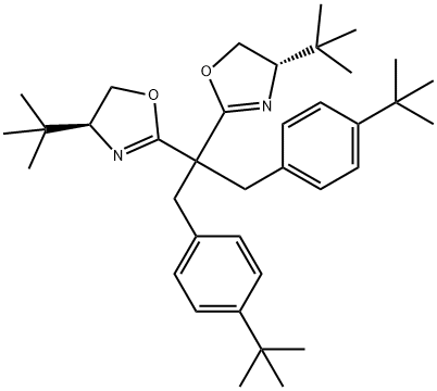 (4S,4'S)-2,2'-(1,3-双(4-(叔丁基)苯基)丙烷-2,2-二基)双(4-(叔丁基)-4,5-二氢恶唑) 结构式