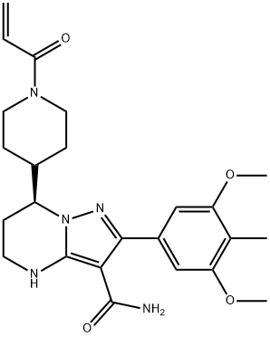 (7S)-2-(3,5-Dimethoxy-4-methylphenyl)-4,5,6,7-tetrahydro-7-[1-(1-oxo-2-propen-1-yl)-4-piperidinyl]pyrazolo[1,5-a]pyrimidine-3-carboxamide 结构式