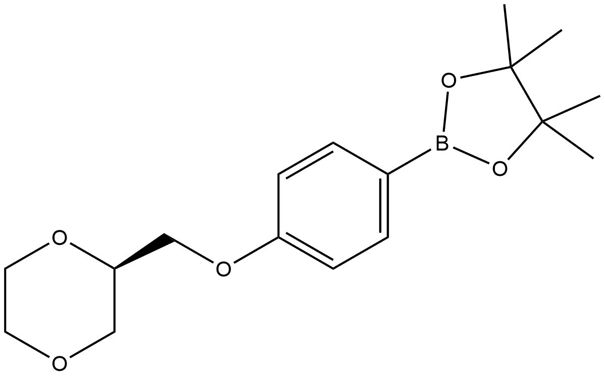 (R)-2-(4-((1,4-二恶烷-2-基)甲氧基)苯基)-4,4,5,5-四甲基-1,3,2-二氧硼杂硼烷 结构式