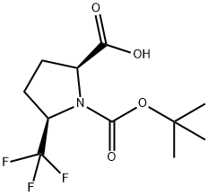(2S,5R)-1-(叔丁氧基羰基)-5-(三氟甲基)吡咯烷-2-羧酸 结构式