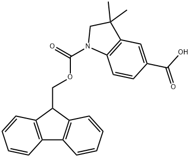 1-{[(9H-fluoren-9-yl)methoxy]carbonyl}-3,3-dimeth
yl-2,3-dihydro-1H-indole-5-carboxylic acid 结构式