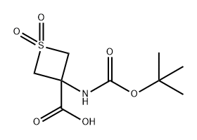 3-(BOC-氨基)噻丁环-3-甲酸-1,1-二氧化物 结构式