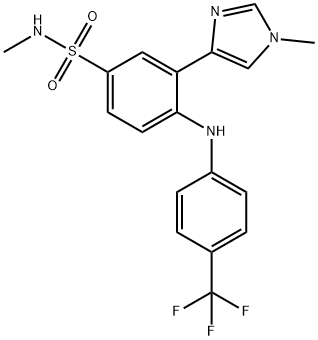 N-甲基-3-(1-甲基-1H-咪唑-4-基)-4-((4-(三氟甲基)苯基)氨基)苯磺酰胺 结构式