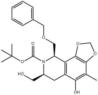 1,3-Dioxolo[4,5-h]isoquinoline-8(7H)-carboxylic acid, 6,9-dihydro-5-hydroxy-7-(hydroxymethyl)-4-methyl-9-[(phenylmethoxy)methyl]-, 1,1-dimethylethyl ester, (7S,9R)- 结构式