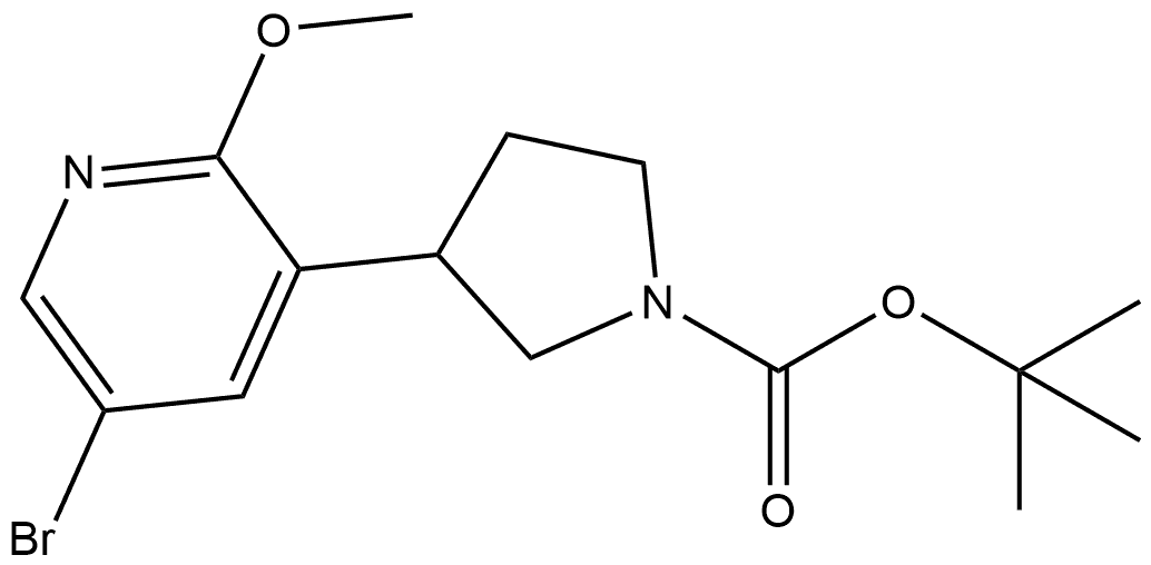 1,1-Dimethylethyl 3-(5-bromo-2-methoxy-3-pyridinyl)-1-pyrrolidinecarboxylate 结构式