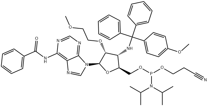 Adenosine, N-?benzoyl-?3'-?deoxy-?2'-?O-?(2-?methoxyethyl)?-?3'-?[[(4-?methoxyphenyl)?diphenylmethyl]?amino]?-?, 5'-?[2-?cyanoethyl N,?N-?bis(1-?methylethyl)?phosphoramidite]