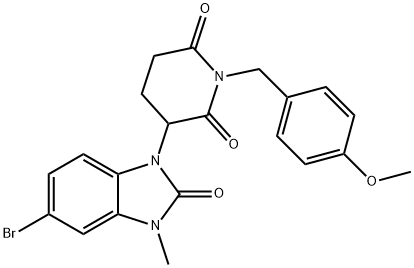 2,6-Piperidinedione, 3-(5-bromo-2,3-dihydro-3-methyl-2-oxo-1H-benzimidazol-1-yl)-1-[(4-methoxyphenyl)methyl]- 结构式